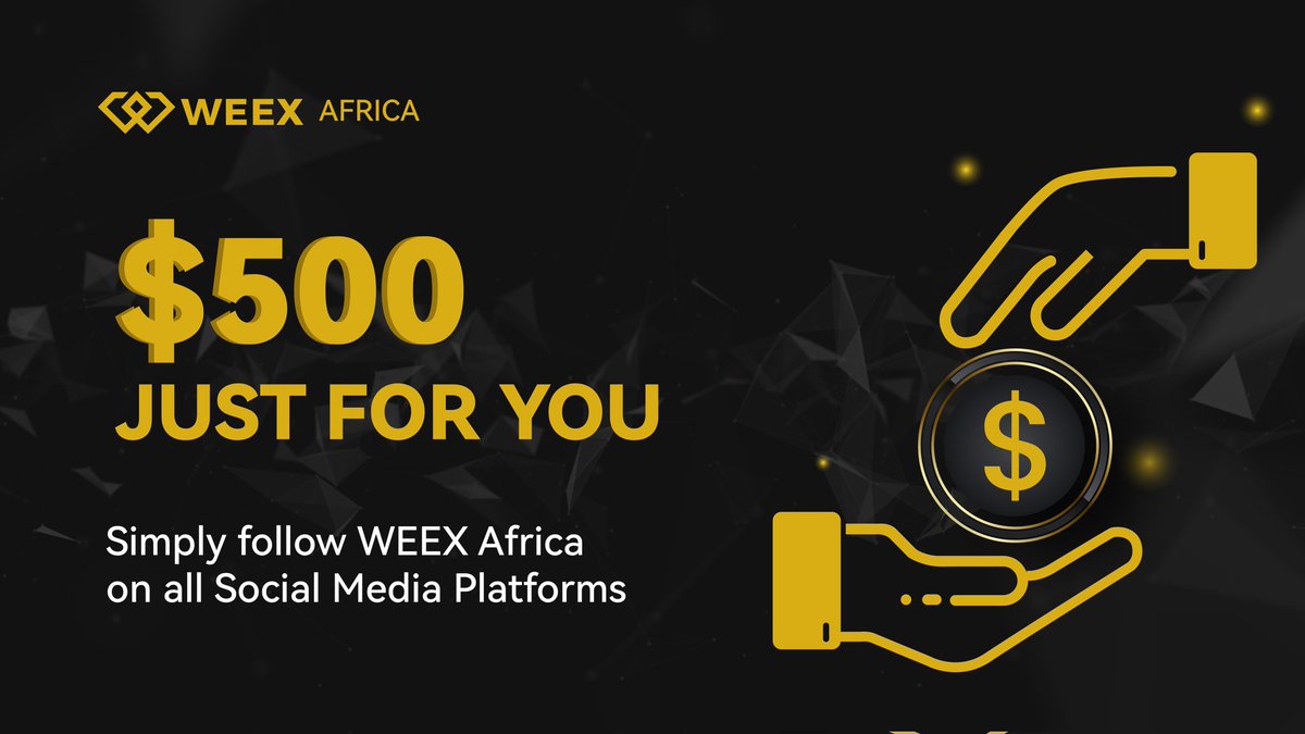 WEEX_Africa's tweet photo. 💛 Hello #Weexrs 

🎊 #Weex Exchange is in Africa!

💰 We have prepared a welcome gift of $500 just for you

▶️ Follow @WEEX_Africa &amp; turn on 🔔
▶️Retweet this post and tag 3 friends 
▶️Fill out the form: https://t.co/EqqGc8xJM0 

⚠️ NB: Be sure to complete all steps to qualify https://t.co/Gg62oKiOza