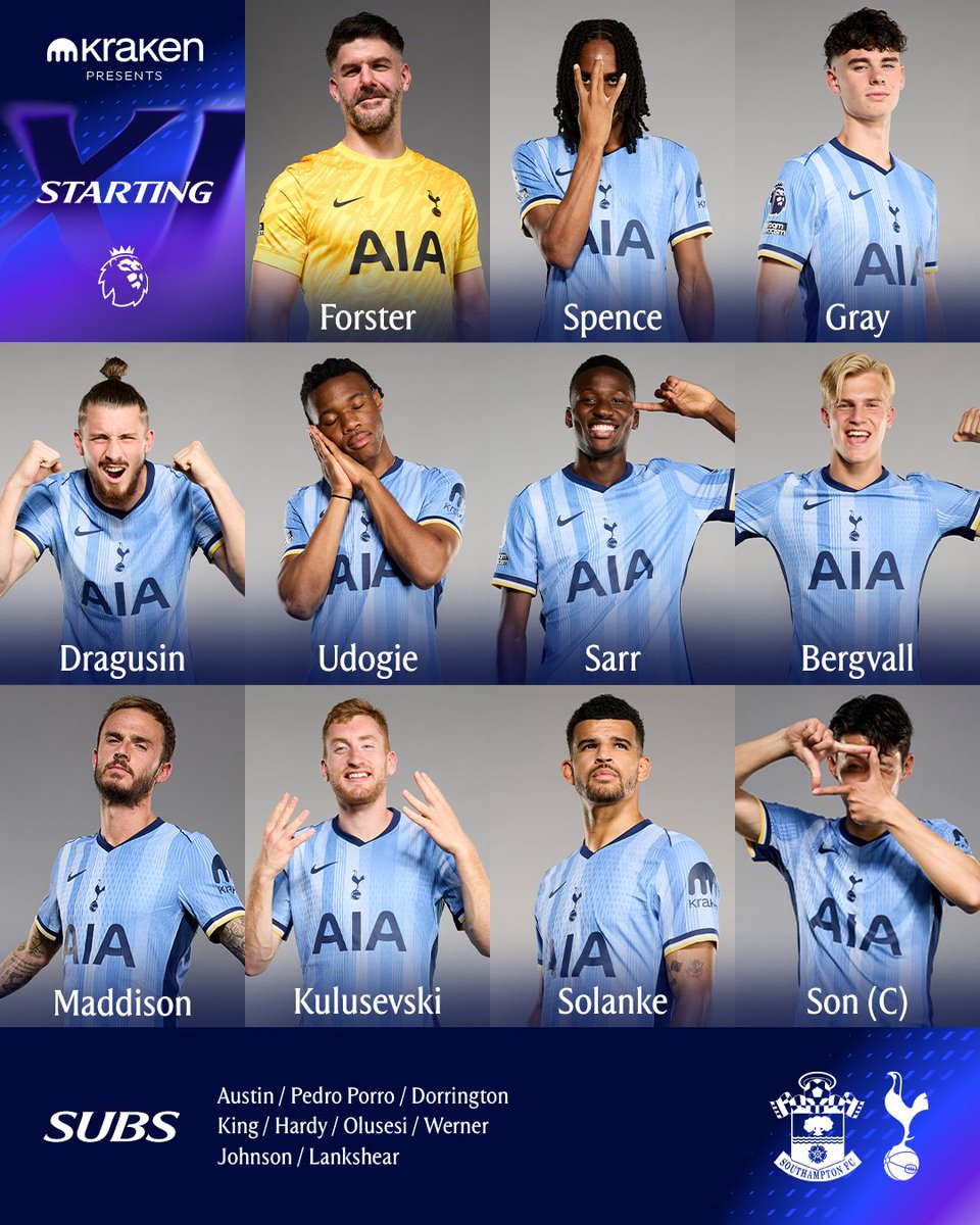 SpursOfficial's tweet photo. Your Spurs side in Southampton 🙌

🔢 @krakenfx https://t.co/CaG7kbNNl9