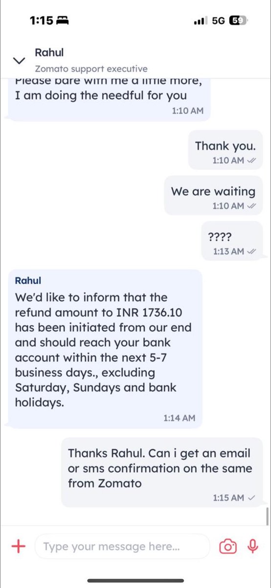 SeshIyer1's tweet photo. Posting this on behalf of my friend Ridhi dangra where we had incorrectly paid bill to another restaurant on 8th Dec. We spoke to Zomato support and got assurance of refund in 5-7 days. We are still awaiting the refund for account: Ridhi Dangra. Please help @zomato @deepigoyal https://t.co/VIJ66m4EBl