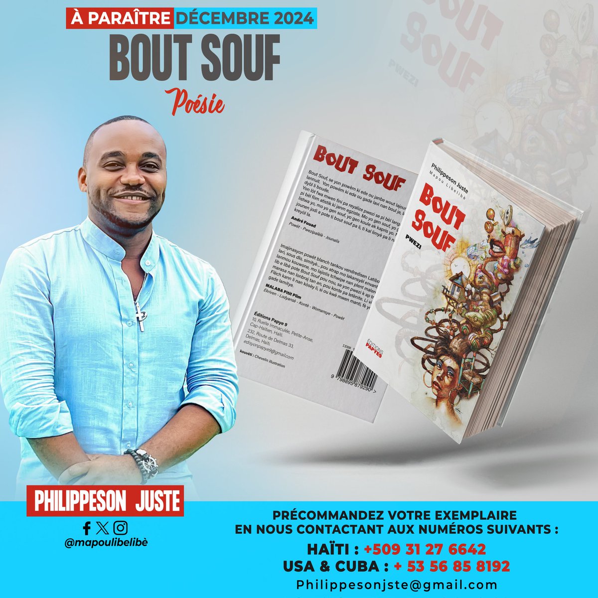 Dadedesign1's tweet photo. Tit : 𝐁𝐨𝐮𝐭 𝐒𝐨𝐮𝐟
Jan literè : 𝐏𝐰𝐞𝐳𝐢
𝐼𝑆𝐵𝑁 : 𝟗𝟕𝟗-𝟖-𝟖𝟗𝟓𝟖𝟕-𝟗𝟐𝟗-𝟎
𝐸𝑑𝑖𝑠𝑦𝑜𝑛 : 𝐄́𝐝𝐢𝐭𝐢𝐨𝐧𝐬 𝐏𝐚𝐩𝐲𝐞𝟗
𝐼𝑙𝑖𝑠𝑡𝑟𝑎𝑠𝑦𝑜𝑛 : 𝐂𝐡𝐞𝐯𝐞𝐥𝐢𝐧 𝐏𝐢𝐞𝐫𝐫𝐞
𝐷𝑎𝑡 𝑝𝑖𝑏𝑙𝑖𝑘𝑎𝑠𝑦𝑜𝑛 : 𝐃𝐞𝐬𝐚𝐧𝐦 𝟐𝟎𝟐𝟒
𝑫𝒆𝒔𝒊𝒈𝒏 : @Dadedesign1 https://t.co/x6NpHrLyPS