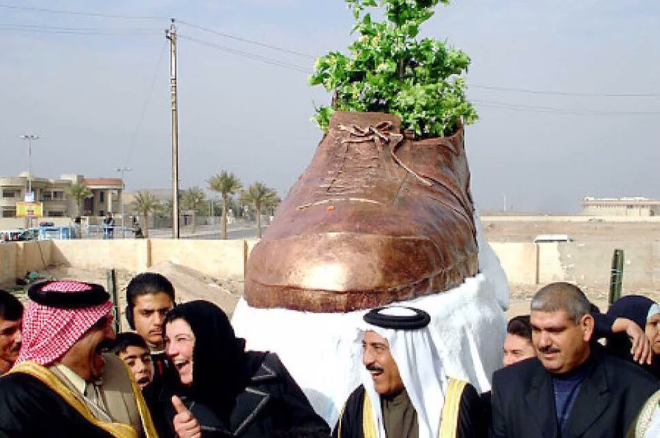 statue in Iraq in honor of the shoe thrown at Bush