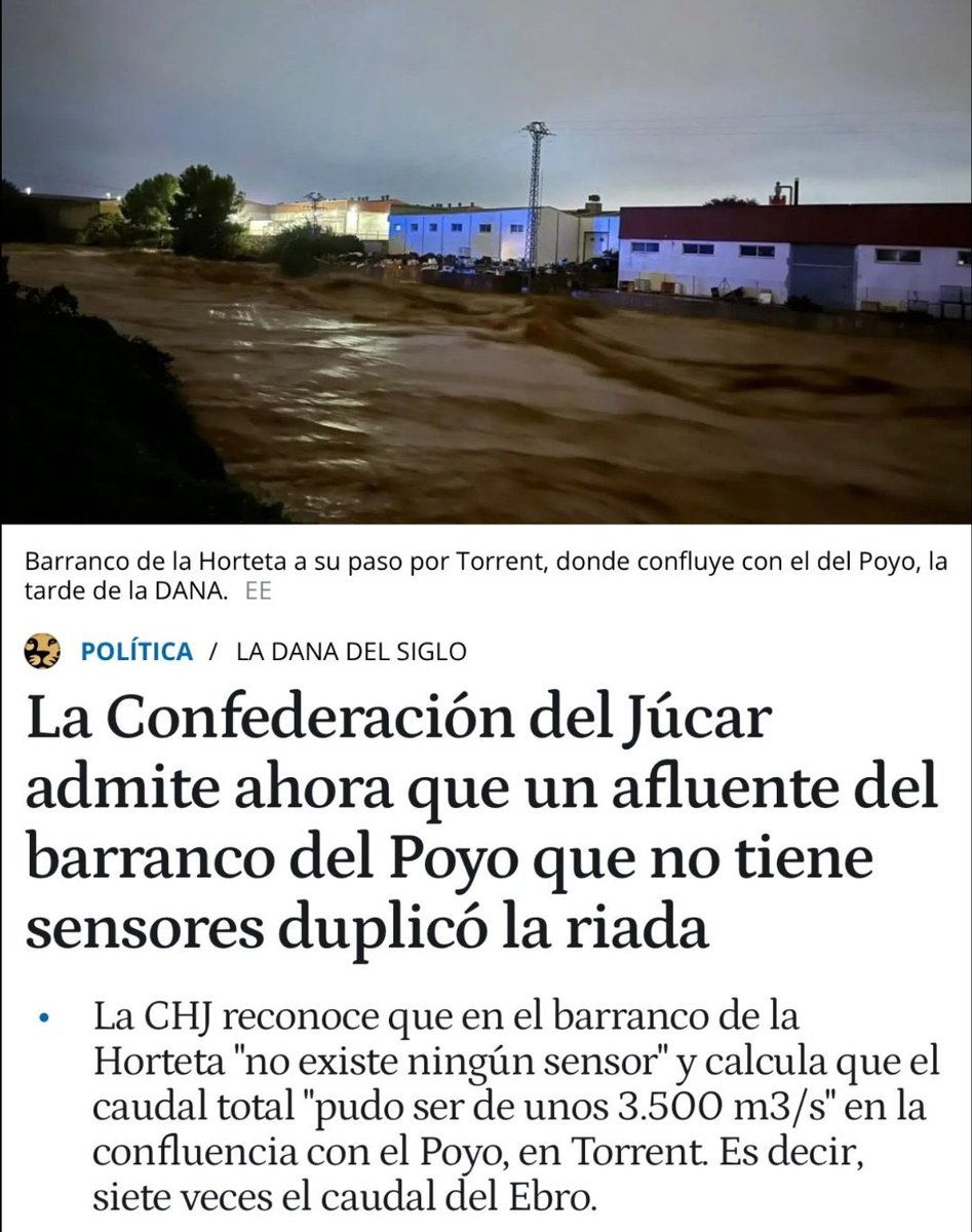 Kirghisz's tweet photo. 🔴 #ULTIMAHORA | Vaya, parece que no fue Mazón sino Ribera, la responsable de no saber y de no avisar a los valencianos de que estaban cayendo casi 6.000 mts. cúbicos por segundo. Por eso tenían tanta prisa por mandarla bien blindada a Europa | •Link: 👉 https://t.co/0gycX0Kmsf https://t.co/8HLRNI8Q8P