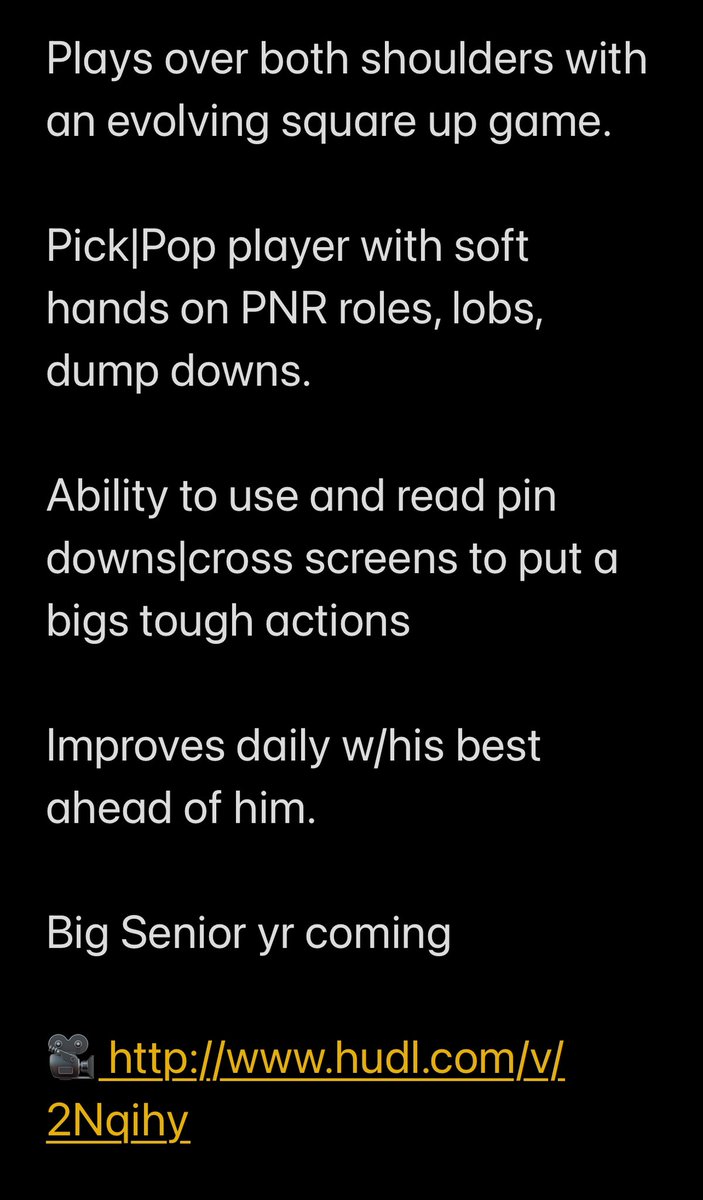 Kenny Edwards (@coached3232) on Twitter photo ⭐️Prospect Spotlight⭐️
SLIM|6’8 PF
High Academic prospect <a href="/Connor_Will24/">Connor Williams</a> continues to improve|impress.
Long|Athletic. Yr2Yr improvement. Great hips|mobility that can D multiple positions. Great rim protector|shot blocker. Stretch 4 - Mid & 3.
🎥hudl.com/v/2RFA7g ⭐️Prospect Spotlight⭐️
SLIM|6’8 PF
High Academic prospect <a href="/Connor_Will24/">Connor Williams</a> continues to improve|impress.
Long|Athletic. Yr2Yr improvement. Great hips|mobility that can D multiple positions. Great rim protector|shot blocker. Stretch 4 - Mid & 3.
🎥hudl.com/v/2RFA7g