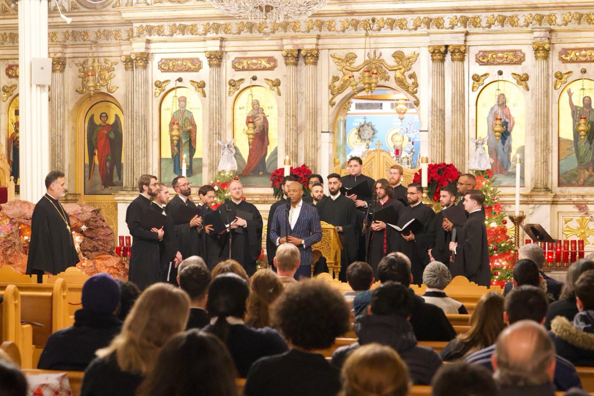 NYCMayor's tweet photo. The St. Nicholas Antiochian Orthodox Cathedral holiday concert was a beautiful way to celebrate the season with New Yorkers. Thank you for the music! https://t.co/P3NOZTQPgs