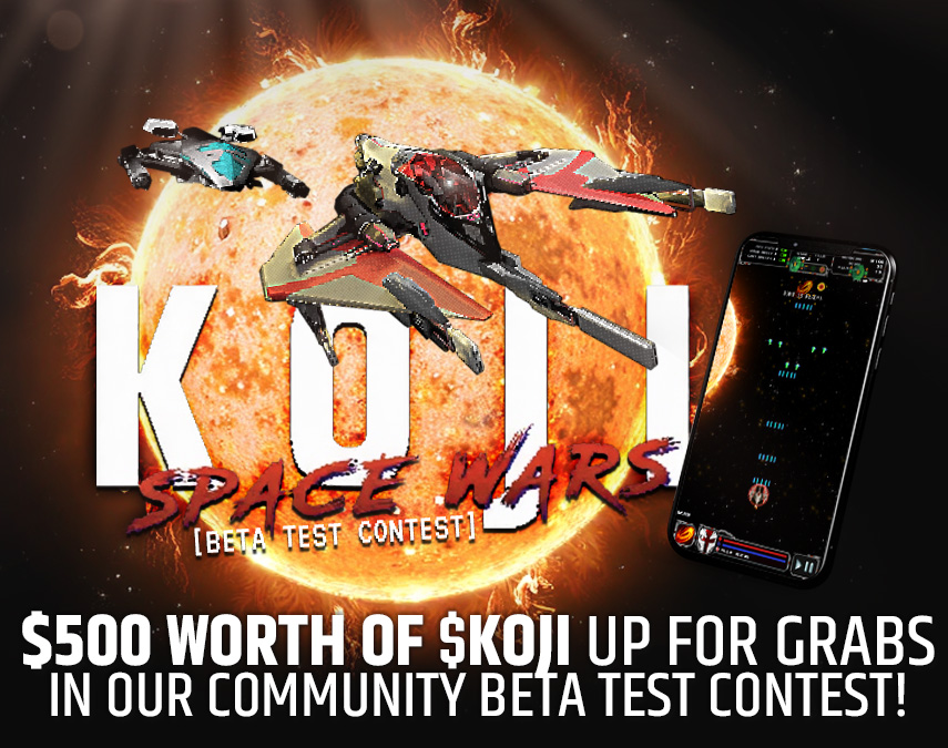 kojiearth's tweet photo. Introducing "KOJI: Space Wars", our first little venture into #Web3Gaming expanding the KOJI Ecosystem. Currently in Beta Testing by the community, with $500 of $KOJI up for grabs!  Join our TG → https://t.co/ongSj0UA7m &amp; see if you have what it takes to get on the lead boards! https://t.co/HYmf8VKDPK
