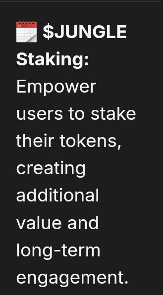 Just a little reminder, folks: staking is coming.

Let's bring back the utility in crypto, shall we?

#TokenJungle