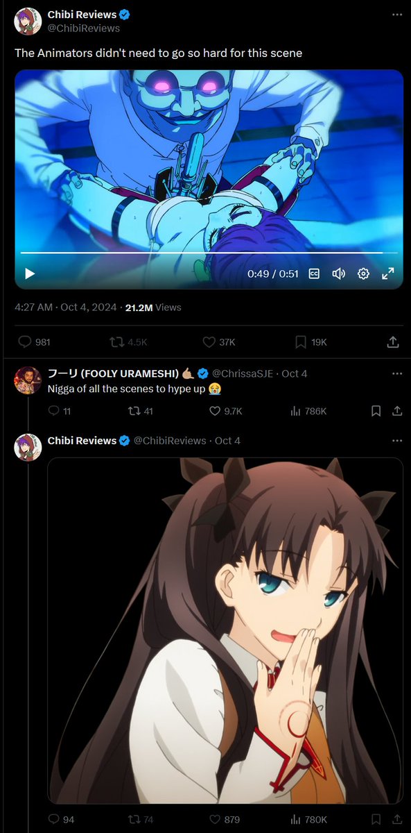 TheNinjaKuma's tweet photo. Anyone else noticing a pattern with @ChibiReviews ?

▫️ Step 1: Post Rage Bait (sexual content involving kids in anime)

▫️Step 2: Add fuel to the fire / block people 

▫️Step 3: Play Victim, Farm Sympathy

▫️Step 4: Wait 1-2 Months, Repeat https://t.co/Z9mYzJfYcr