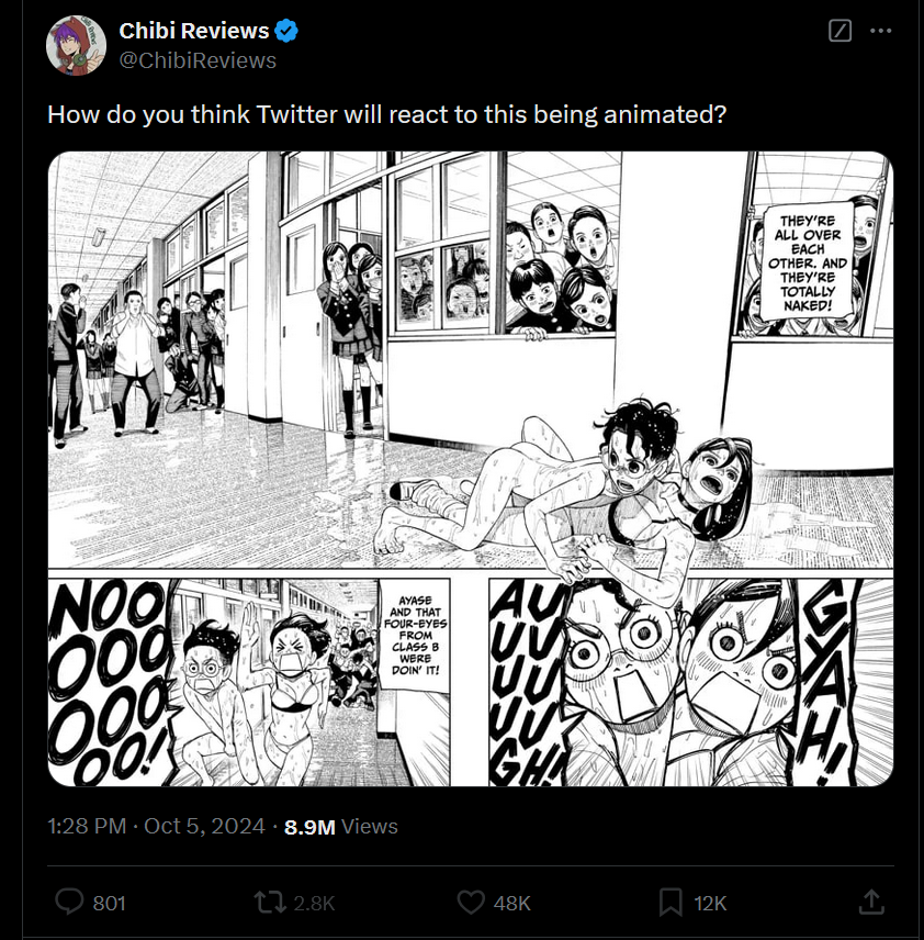 TheNinjaKuma's tweet photo. Anyone else noticing a pattern with @ChibiReviews ?

▫️ Step 1: Post Rage Bait (sexual content involving kids in anime)

▫️Step 2: Add fuel to the fire / block people 

▫️Step 3: Play Victim, Farm Sympathy

▫️Step 4: Wait 1-2 Months, Repeat https://t.co/Z9mYzJfYcr