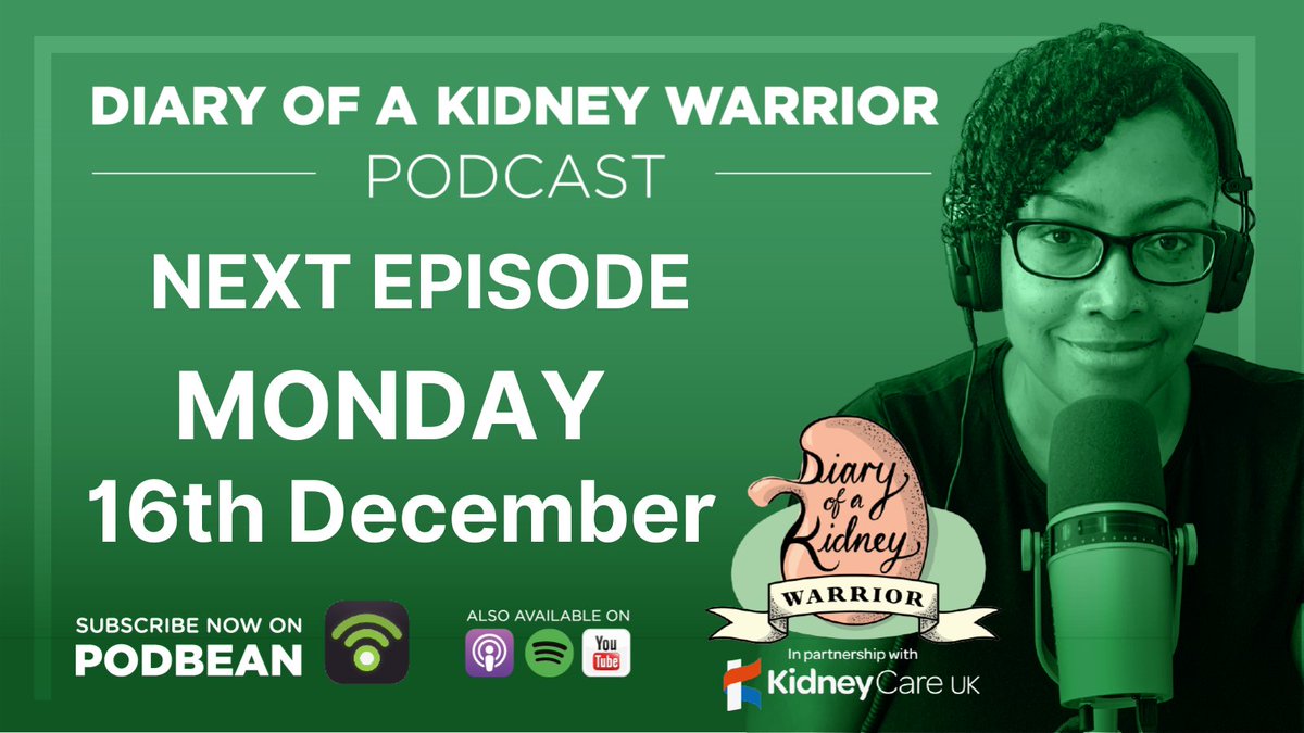 diaryofakidneyw's tweet photo. Exciting news! #diaryofakidneywarriorpodcast returns on 16th December with a new episode featuring Jackie Pilcher Lead Renal Counsellor from @kidneycareuk discussing hope during the holiday season. Donโt miss it! #KidneyWarrior #PodcastReturn #NewEpisode https://t.co/WD6lUlvnXi