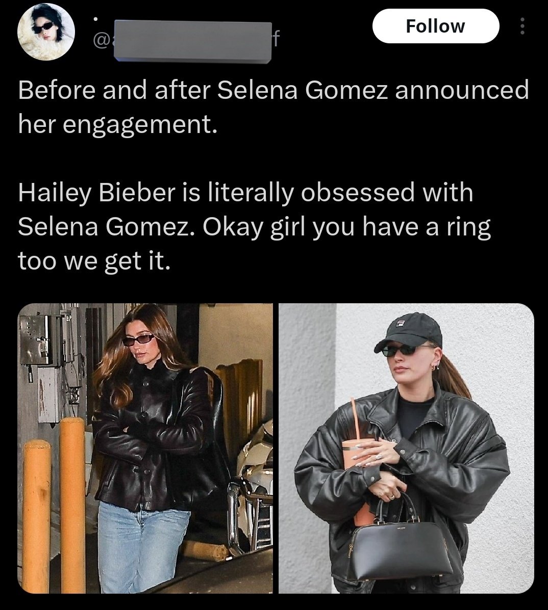 luvshelo's tweet photo. Mind you hailey was married first and been showing her ring for 6 years😭 https://t.co/UdlD6WqeYz