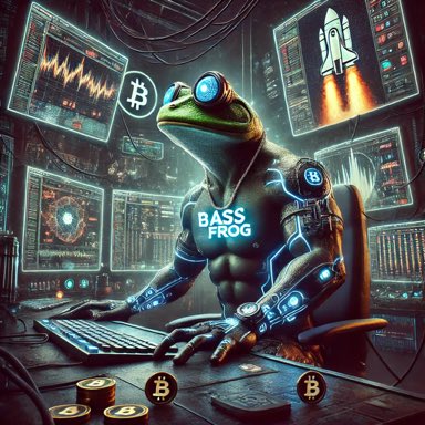 Bassfrog_sol's tweet photo. In the dim glow of the neon lights, Bassfrog decodes the memecoin madness. 

It’s high risk, high reward, and no room for hesitation. 

The trenches of crypto aren’t for everyone—but Bassfrog thrives. 

#BASSFROG #solana #memecoin https://t.co/nSPMeSGD26