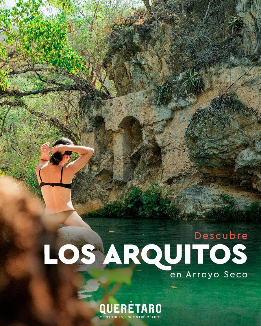 QroTravel's tweet photo. ¿Buscas aventura? ¡Los Arquitos es tu destino en #Querétaro!🏕
Un paraíso para practicar #campismo y #excursionismo. Disfruta sus aguas cristalinas, las increíbles formaciones rocosas y la belleza natural del río Ayutla, en compañía de guías autorizados.
#ecoturismo #ArroyoSeco