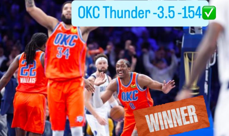 We cashed Saturday’s free play✅

#gamblingx
#sportsbetting
#NBA
#ThunderUp  
#OKC 

OKC Thunder -3.5  -154✅

Join me 🫶🏽

dubclub.win/r/Kia_Parlay/