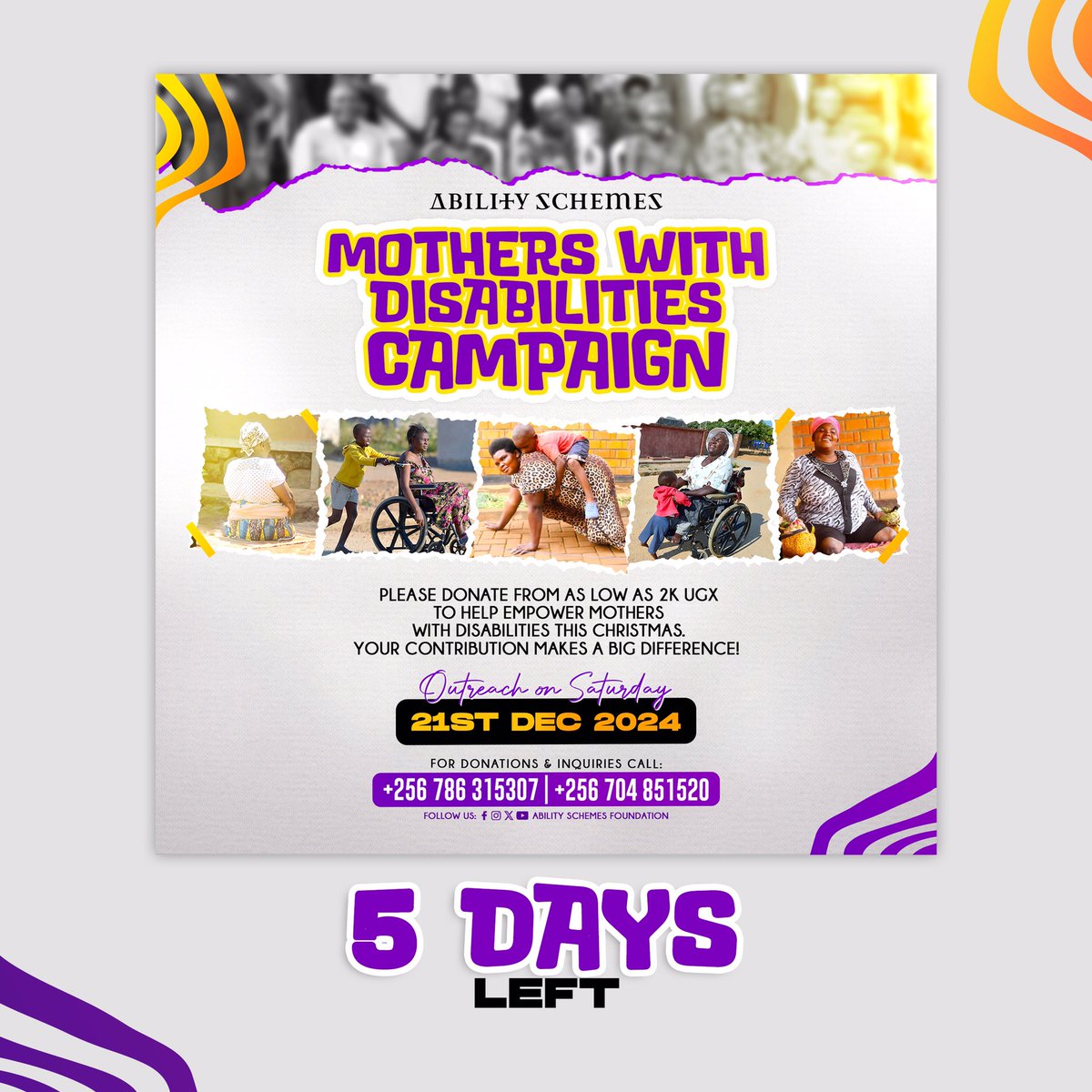 AbilitySchemes's tweet photo. 5 DAYS LEFT
#MothersWithDisabilities 
#21stDec2024 https://t.co/xQDlbJDHIE