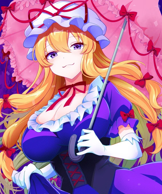 イラスト完成しました今年色々お世話になった(?)紫様を描きました#東方Project #八雲紫 