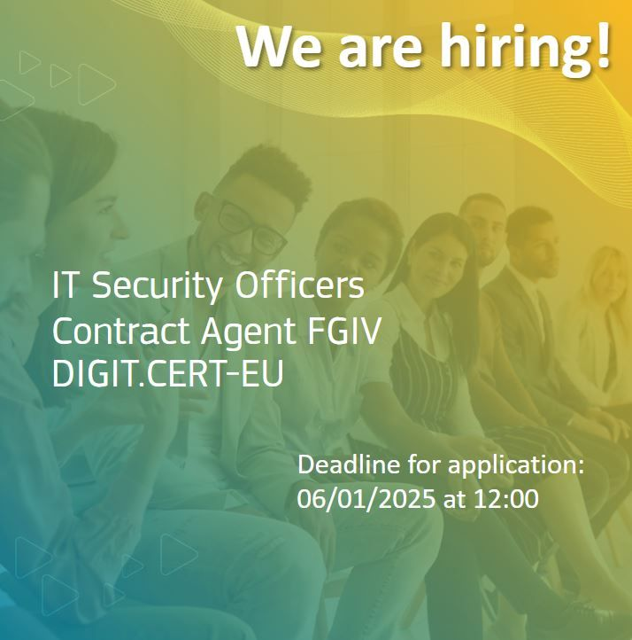 You're a cybersecurity expert and all you want for Christmas is a new job? 🎄

We have good news for you – our <a href="/CERTEU/">CERT-EU</a> is on the lookout for 7⃣ new colleagues! 👩‍💻

🎅 So check out the vacancies, and help Santa a little by applying 👉 europa.eu/!Wfm8yD