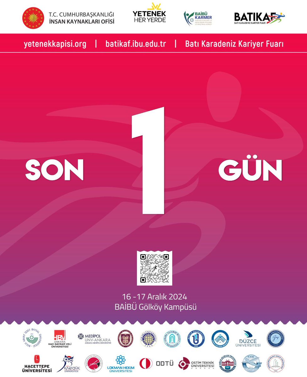 Yarın başlayacak olan <a href="/bkkariyerfuari/">Batı Karadeniz Kariyer Fuarı</a>'nda biz de varız! 👋

Herkesi 16-17 Aralık tarihlerinde <a href="/ibuajanda/">Bolu Abant İzzet Baysal Üniversitesi</a> ev sahipliğinde düzenlenecek olan Batı Karadeniz Kariyer Fuarı'na bekliyoruz. 🌟

Detaylı bilgi ➡️ batikaf.ibu.edu.tr

@tccbiko <a href="/ku_kagem/">Kastamonu Üniversitesi Kariyer Merkezi</a> <a href="/yetenekheryerde/">Yetenek Her Yerde</a> #BATIKAF2024