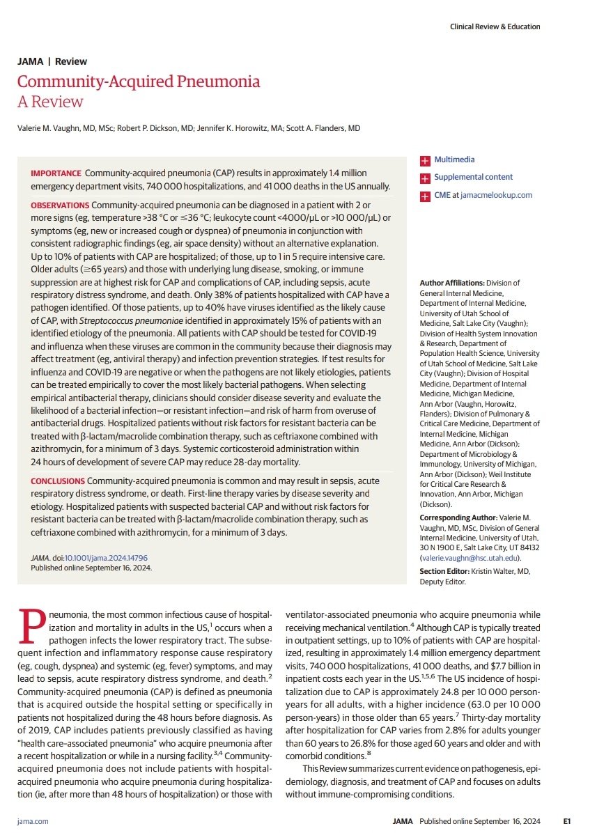 Leo_Santo5's tweet photo. Neumonía Adquirida en la Comunidad 🦠🫁 

📖Definición
📊Epidemiología
🧬Fisiopatología
😮‍💨Clínica
💉Tratamiento

🔰📚JAMA 2024

doi:10.1001/jama.2024.14796

Enlace a Artículo Completo 👇🏼✅🆓https://t.co/xumUMHb5Li https://t.co/e8Rf2j61G1
