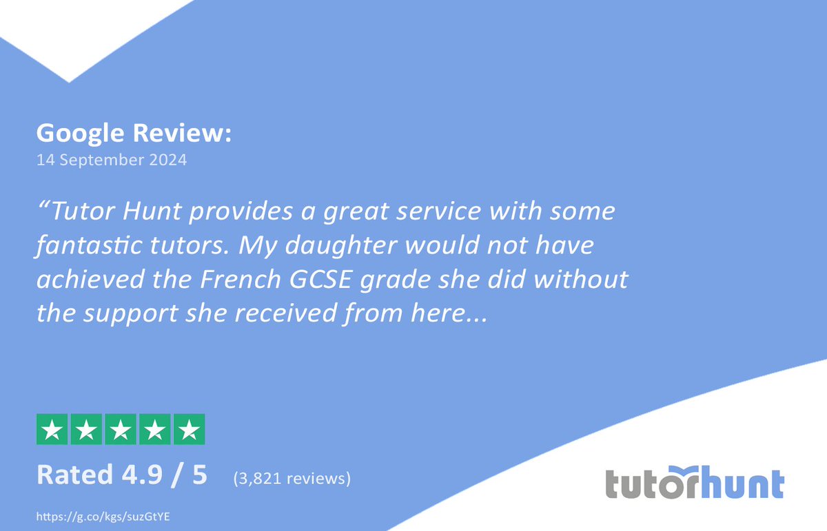 tutorhunt's tweet image. Tutor Hunt has received an average rating of 4.9 out of 5 on Trust Pilot, backed by more than 3,800 reviews from satisfied parents.