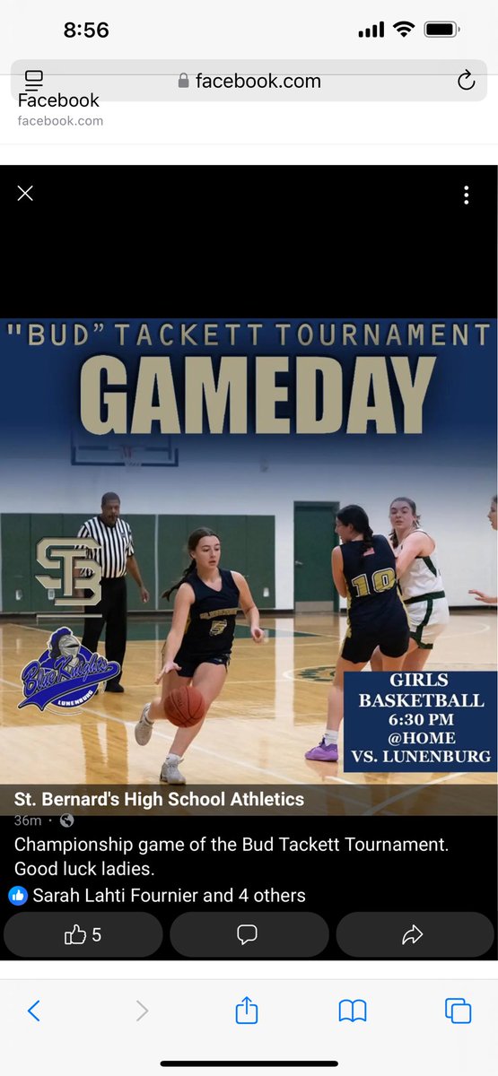 Looking forward to playing in tonight’s championship game!  Let’s go girls!