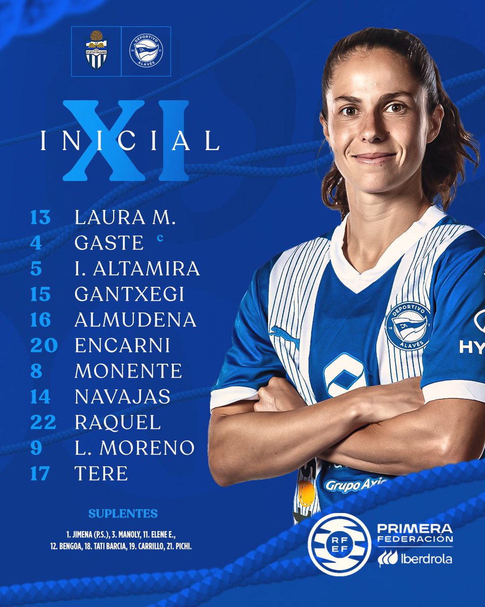 AlavesFem's tweet photo. ⚔️ 𝐇𝐚𝐦𝐚𝐢𝐤𝐚𝐤𝐨𝐚 ⚔️

¡Las once de @andreaesteban10 🆚 @ATBFem!

#ATBFemAlavés
#PrimeraFederaciónIberdrola
#GoazenGloriosas ⚪️🔵 https://t.co/S62xO8dKJg
