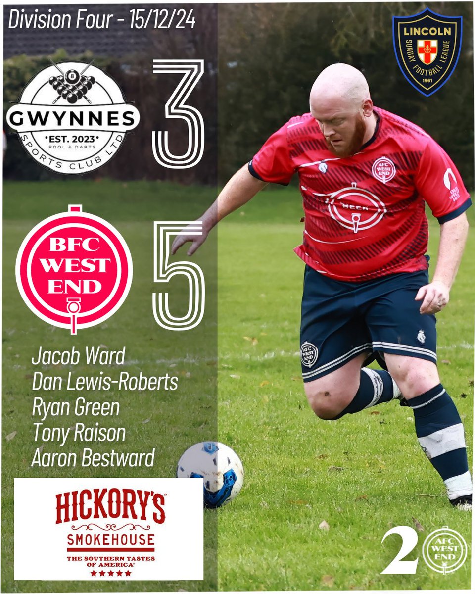 AFC West End (@afcwestend) on Twitter photo Our 2024 fixtures end with a narrow defeat for AFC and a big win for BFC.
This week’s matchday sponsor was <a href="/Hickorys_/">Hickory's Smokehouse</a> Smokehouse Lincoln
#WeAreWestEnd Our 2024 fixtures end with a narrow defeat for AFC and a big win for BFC.
This week’s matchday sponsor was <a href="/Hickorys_/">Hickory's Smokehouse</a> Smokehouse Lincoln
#WeAreWestEnd