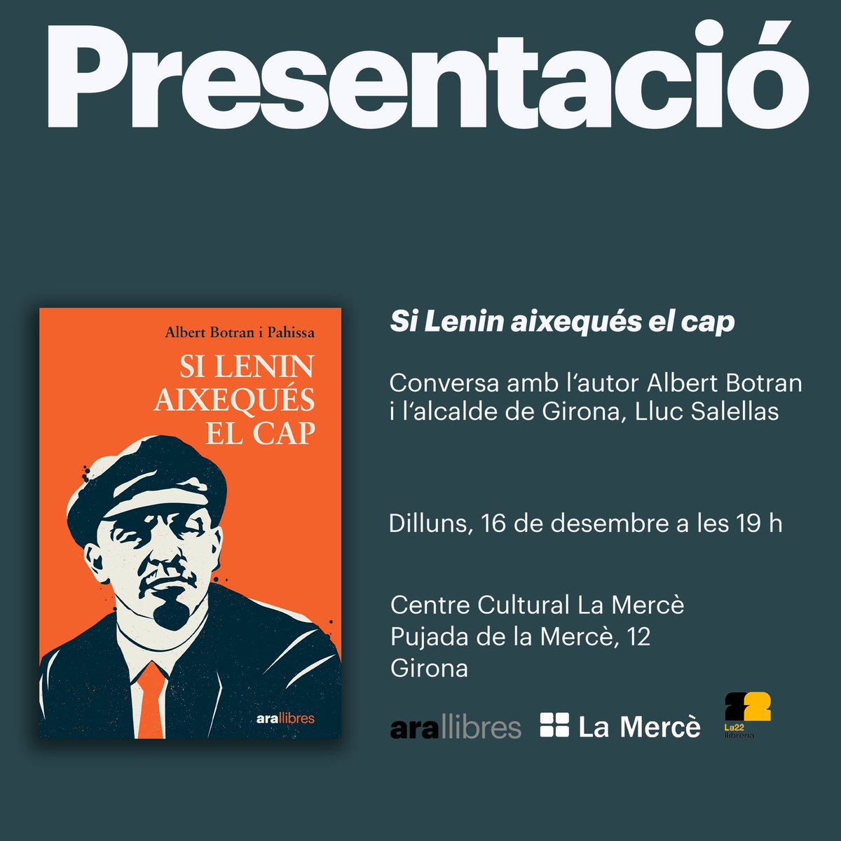 albertbotran's tweet photo. Girona. Següent estació del tour Lenin 24/25. Demà serem a @LaMerceGirona amb l’alcalde i amic @llsalellasvilar. Us hi esperem! https://t.co/kkipE70xTq