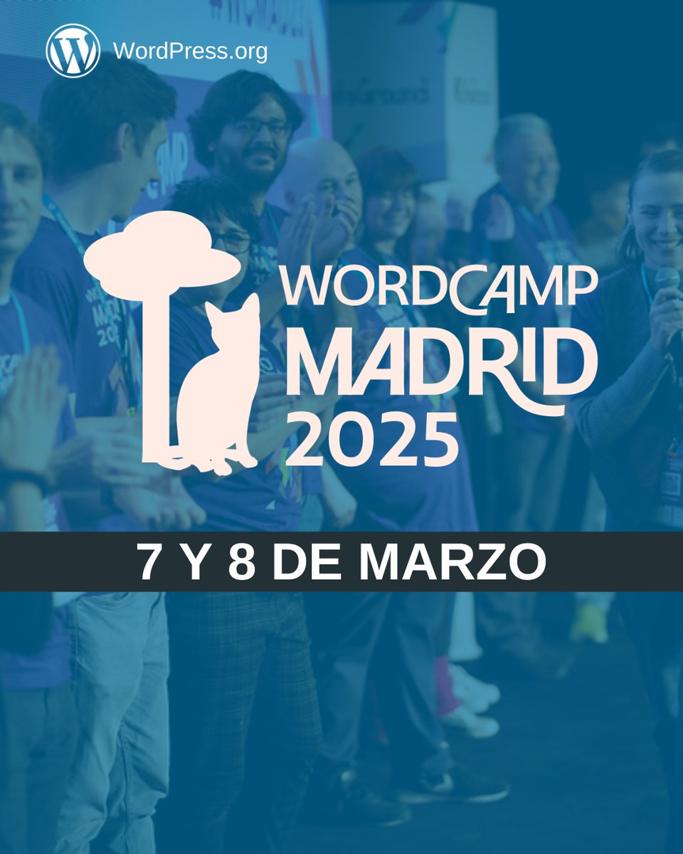 ¡Confirmada la <a href="/WordCampMad/">WordCamp Madrid</a> 2025!

¿Lo marcas en tu calendario? 
📅 7 y 8 de marzo 2025.

Muy pronto tendremos más detalles sobre ponencias y todo lo que necesitas saber. 

🔗 Más info aquí: madrid.wordcamp.org/2025/

#WordPressEspaña #ComunidadWordPress #WCMAD