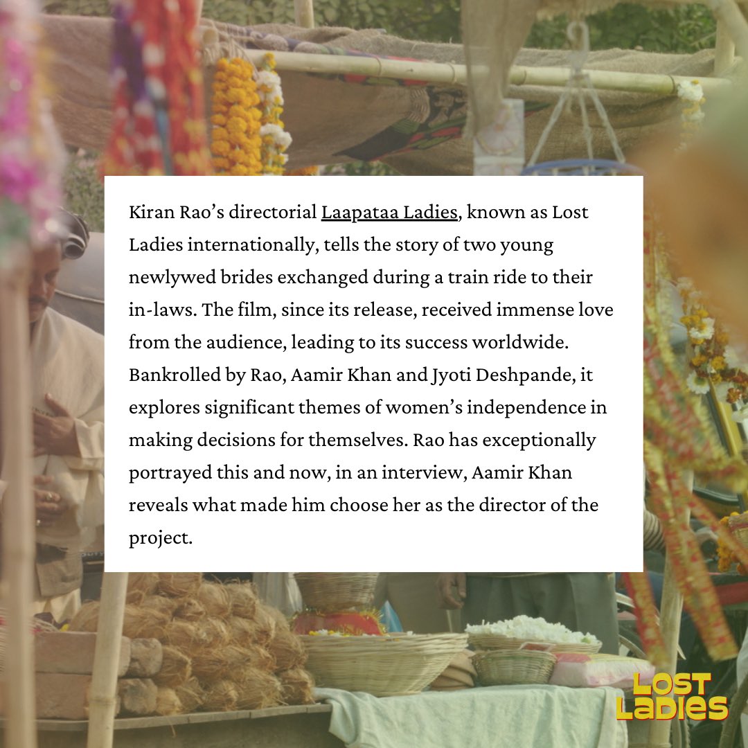 LostLadiesFilm's tweet photo. #AamirKhan shares why #KiranRao was the perfect director for #LostLadies 🎬✨ Dive into this insightful piece on what makes this film so special. India’s official Oscars® entry is now streaming on @netflix —don’t miss it! 🧡 Read more on News18. #FYC #Oscars2025 https://t.co/5OnPMpcjVC
