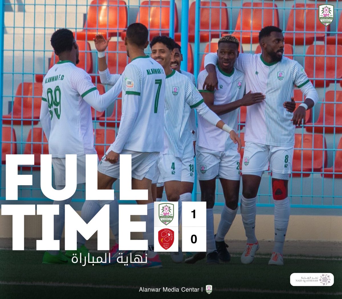 alanwarclub's tweet photo. نهاية المباراة 

الأنوار ( 1 )  🆚  القيصومة ( 0 )

ألف ألف مبرووك يارجال 😍👏
#دوري_الدرجة_الثانية https://t.co/OdxnJJzHh6