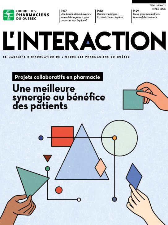 L’édition « Hiver 2025 » de l’Interaction est disponible! Voici un aperçu:

🟢 Dossiers
Projets collaboratifs en pharmacie : une meilleure synergie au bénéfice des patients

Projet OSCAR : pour que le parcours du patient ne soit plus celui du combattant
buff.ly/3ZFyhbI