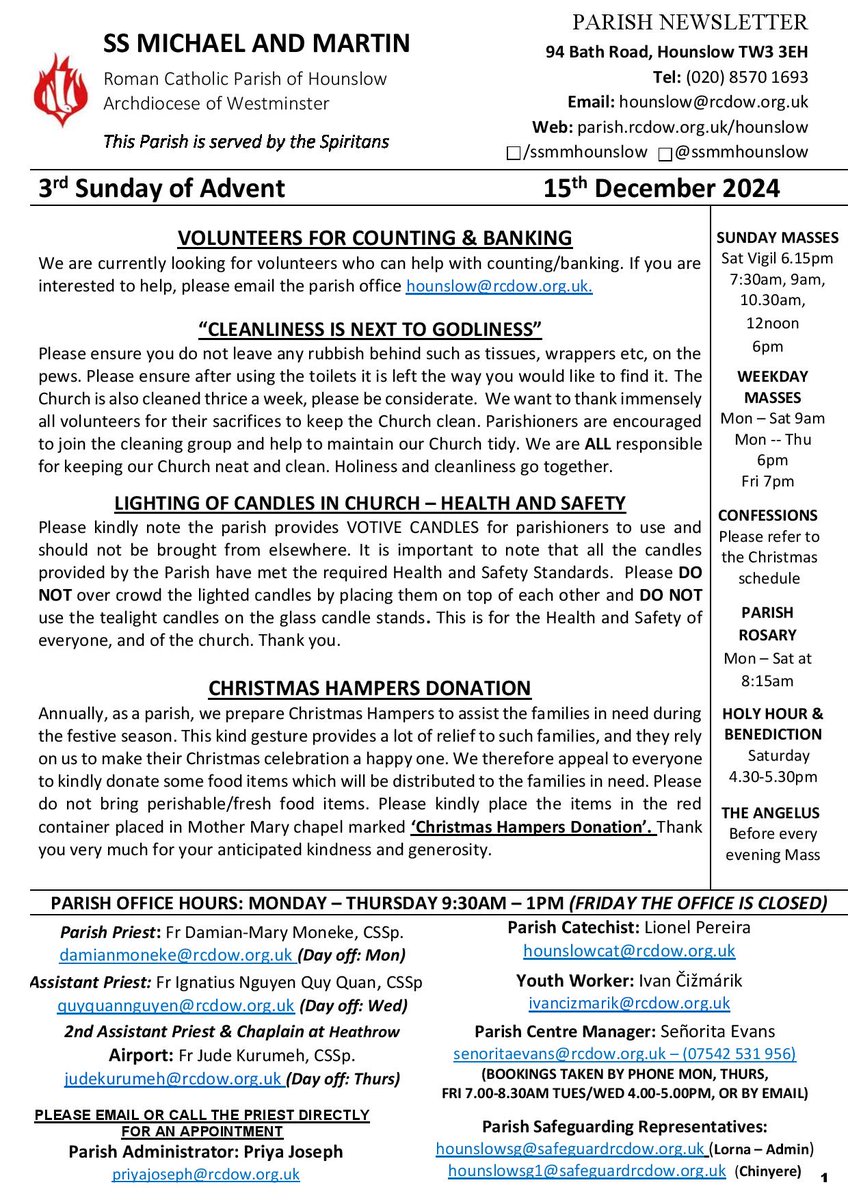 ssmmhounslow's tweet photo. Newsletter: 3rd Sunday of Advent - Gaudete, 15th December https://t.co/BiMaW5cU43