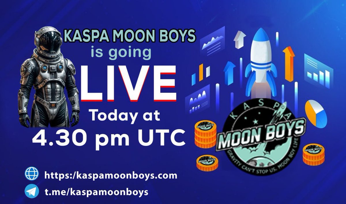 kaspamoonboiz's tweet photo. 🚀 KASPA MOON BOYS is going LIVE!🚀
⏰ Today at 4:30 PM UTC
Get ready to join the mission, because gravity can’t stop us! 🌕💥
🔗 https://t.co/hwEVJVPMWo
🔗 https://t.co/REjPSqYPND

#KaspaMoonBoys #Memecoin #KRC20 #Kaspa #MemeoinSeason https://t.co/B4nM8li05d