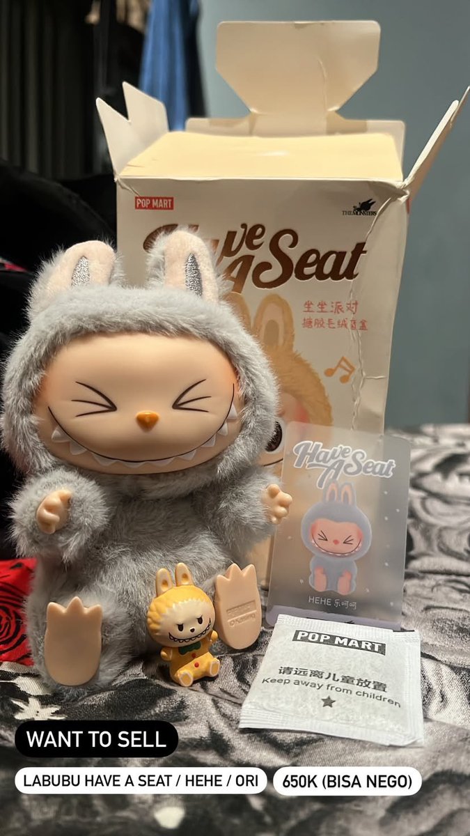 WTS labubu have a seat - haha (650k bisa nego)

• Original
• Good Condition
• Free Labubu Pop Bean
• Dom: Bekasi/Bandung

Instagram:  vaniaregina_p
#ZonaJualan #ZonaUang #WTS