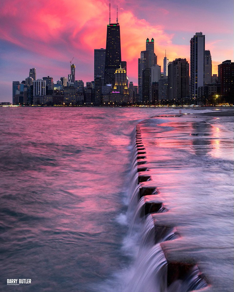 Dramatic sunset along the Chicago lakefront on this day 6 years on Weekend Rewind.