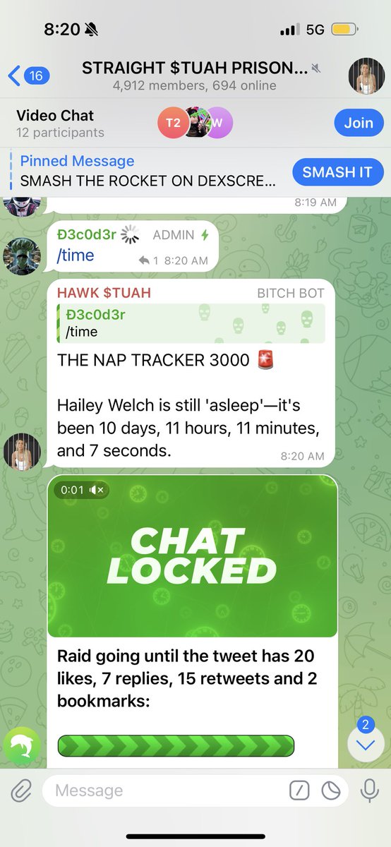 @AltcoinGordon 5k members in the Straight $tuah prison telgram closely monitoring this record breaking sleep session with the nap tracker 3000