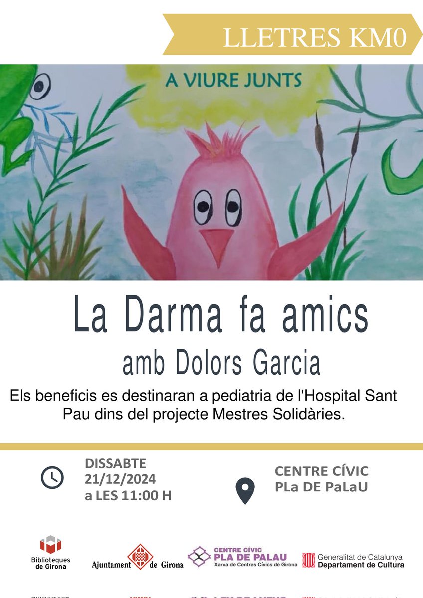 iogaeducacio's tweet photo. ✨Conte solidari💫
Dissabte 21 a les 11h vine a gaudir del conte al ccívic Pla de palau.
T'hi esperem!! 🌈
@ccivics_gi @Girona_Cat @biblioteques_gi @GironaCultura @HospitalSantPau @BibliotequesBCN 
@educaciocat @educacio_gi https://t.co/SEAT5vTzfG
