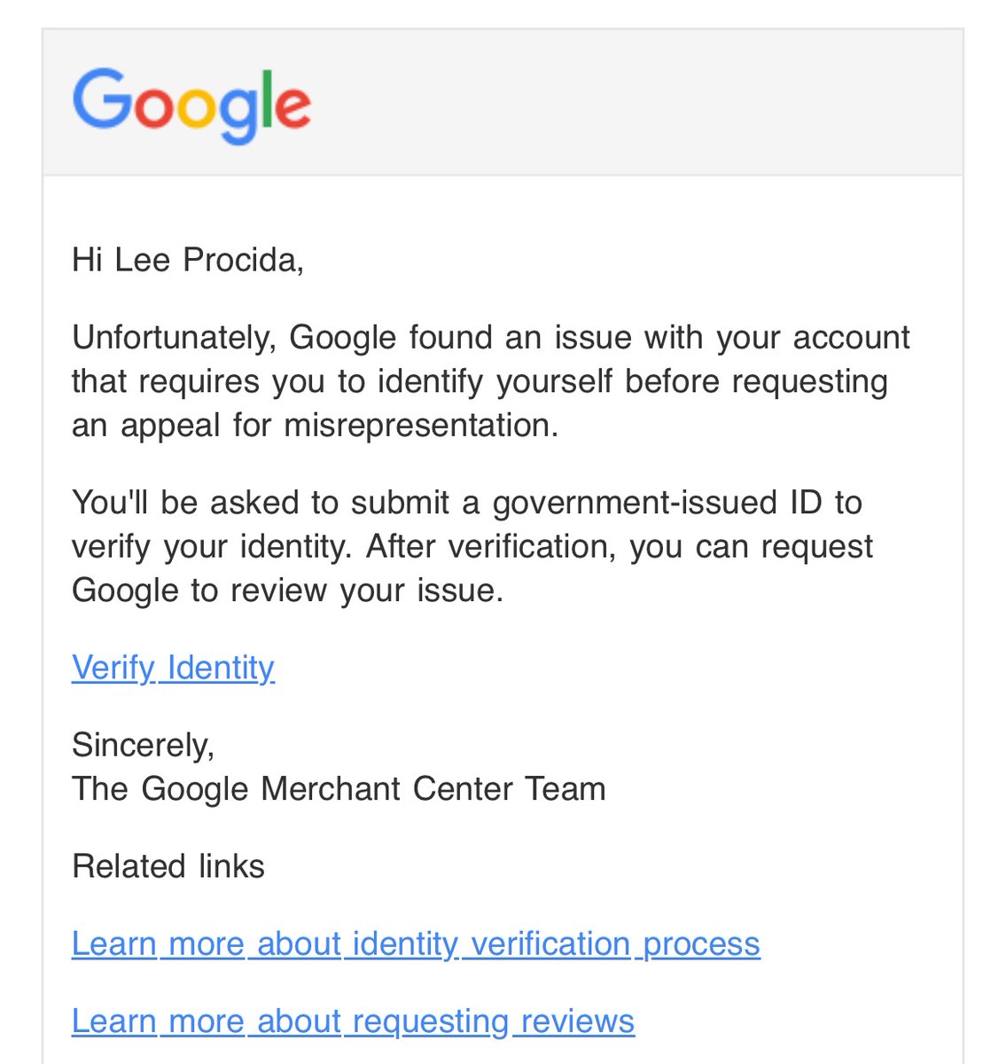 LeeProcida's tweet photo. @GMerchantCenter I can’t - tickets get rejected because of the very issue I’m trying to solve, pointing back toward broken form as only solution. I submit ticket saying form is broken and I get this email saying you can’t submit ticket until you submit form. 😵‍💫 https://t.co/PY7F3bzEvh