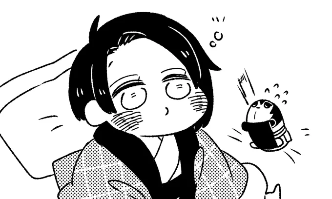 寝癖がとんでもないことになってしまってるうぶ近ちゃんと、危険を感じているもちちか 