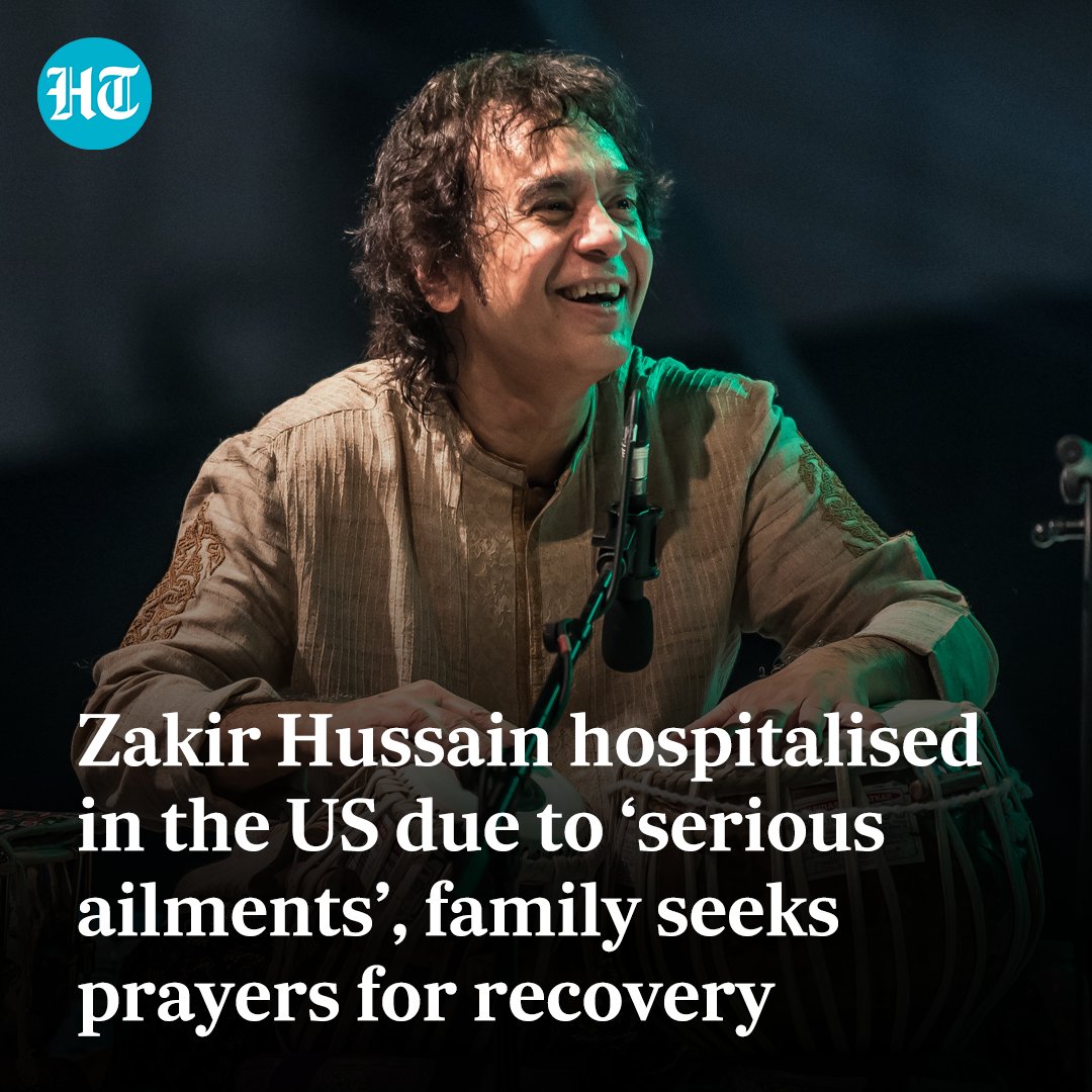 htTweets's tweet photo. #Tabla maestro #ZakirHussain has been hospitalized in the #US for serious health issues, with an update shared on social media.

More Details 🔗
https://t.co/kVT0BzyXZq https://t.co/QbKyQJttwL
