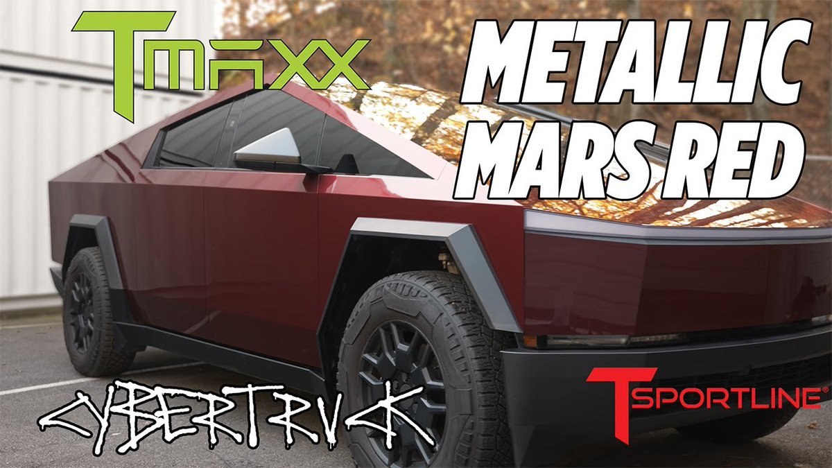 Dark and metallic! #Cybertruck in <a href="/TMaxxUSA/">TMaxx USA</a> Metallic Mars Red PPF 🍒
youtu.be/kExWp1a-Bxw