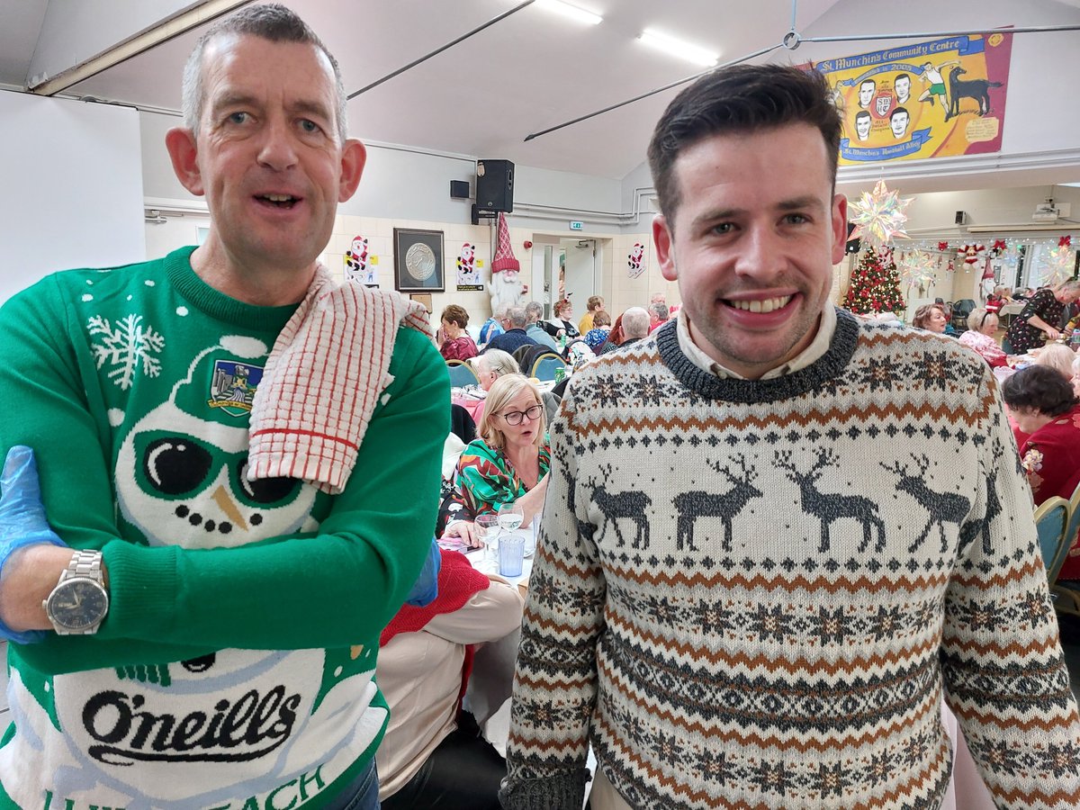 Nick Rabbitts (@nick468official) on Twitter photo Where else would you get two local TDs serving Christmas dinners?
Just two weeks after being elected to the Dail, <a href="/QuinlivanTD/">Maurice Quinlivan TD</a> and <a href="/ConorSheehan93/">Conor Sheehan TD</a> are at <a href="/StMunchinsCC/">St. Munchin's Community Centre - Kileely, Limerick</a> for the annual festive lunch.
A great occasion in #Limerick as always. Where else would you get two local TDs serving Christmas dinners?
Just two weeks after being elected to the Dail, <a href="/QuinlivanTD/">Maurice Quinlivan TD</a> and <a href="/ConorSheehan93/">Conor Sheehan TD</a> are at <a href="/StMunchinsCC/">St. Munchin's Community Centre - Kileely, Limerick</a> for the annual festive lunch.
A great occasion in #Limerick as always.