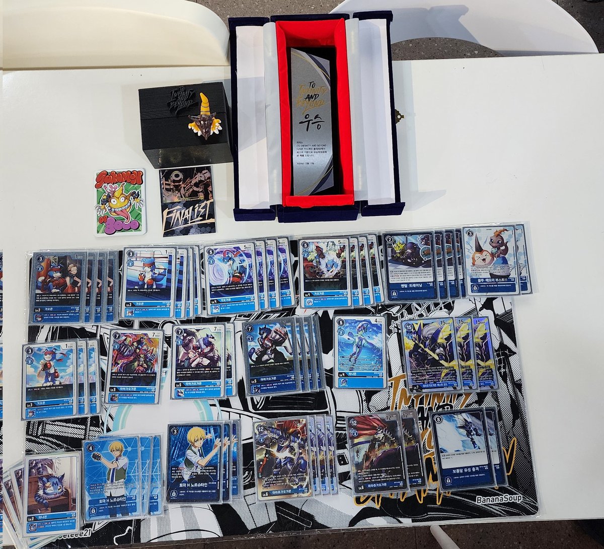 IamBananaSoup's tweet photo. And... We have a winner everyone!!

Congrats to Vorpal Blade for winning TO INFINITY AND BEYOND w/ MirageGaogamon!!

Thanks for all the players for joining the tournament!!

We will see you next time!!

TO INFINITY AND BEYOND는 공간살법님의 미라주가오가몬덱이 우승 했습니다!!

많은 참여 진심으로 감사합니다!!

#digimontcg #デジモンカードゲーム #디지몬카드게임