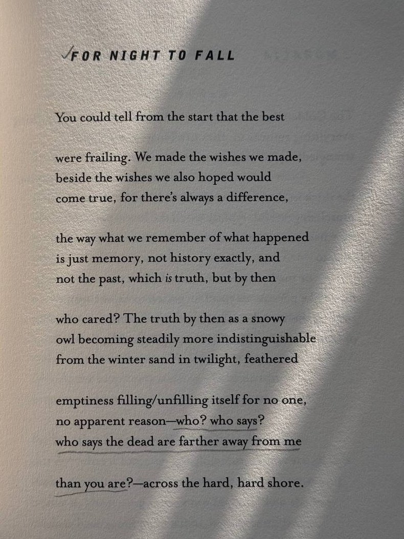 Carl Phillips. "—who? who says? / who says the dead are farther away from me / than you are?"