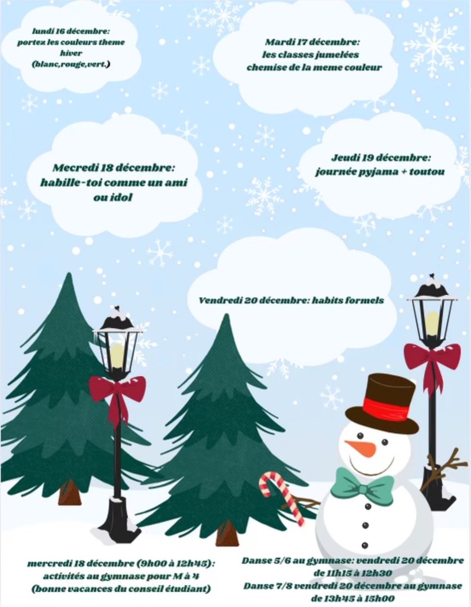 Un doux rappel des belles activités organisées par le conseil étudiant pour cette semaine: