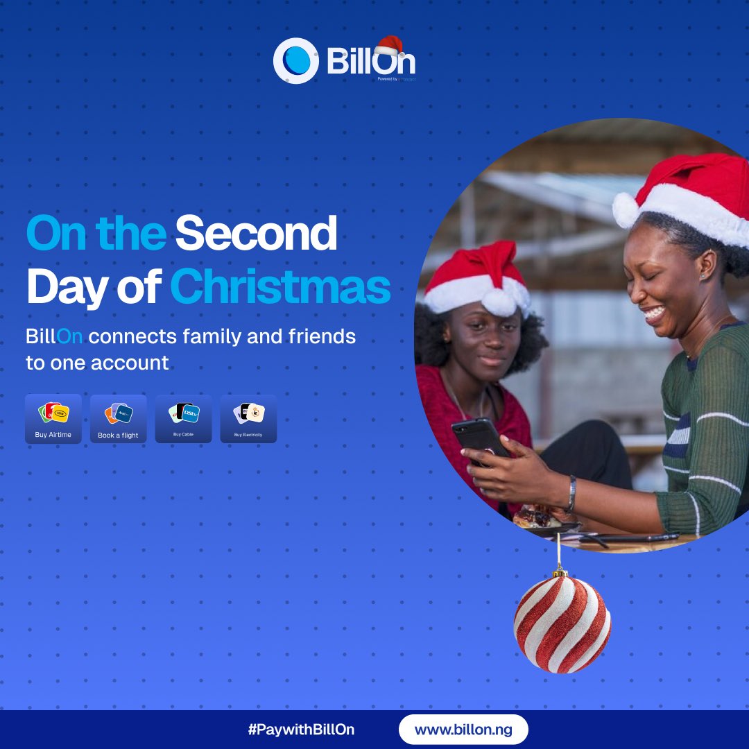PaywithbillOn's tweet photo. Stay connected this Christmas! One account, endless possibilities for family and friends. BillOn makes sharing easy.

#BillOn #PaywithBillOn #festiveseason #christmas #holiday #familyandfriends #share #xmas2024🎅🏻🎄❄️☃️ https://t.co/3SEnUMtLPH