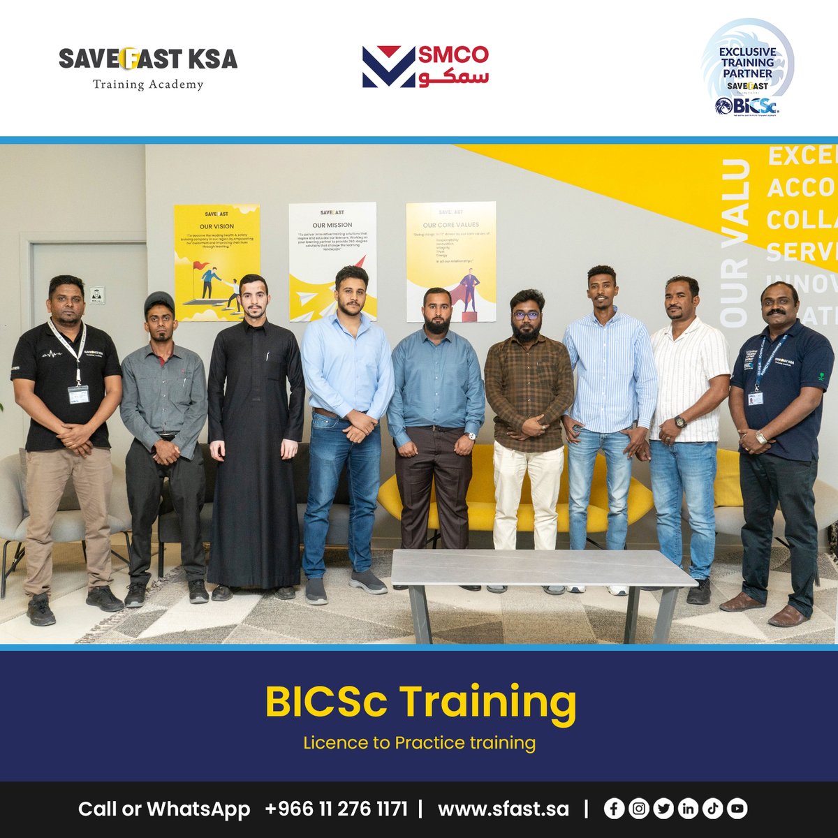 save_fast's tweet image. Saudi Masaei Contracting Company staff have successfully completed their @BICSc_UK  training with us.

Sign up for BICSc Training today!

📞 Call or WhatsApp: +966 11 276 1171
🌐 Visit Us: sfast.sa

#BICSc #BICScUK