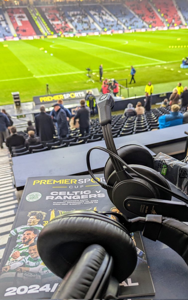 #ADcommentary teams in place for today's #PremierSportsCup Final at Hampden.
#CelticFC &amp; #RangersFC visually impaired supporters can tune into their team's frequency for some incredibly biased commentary!