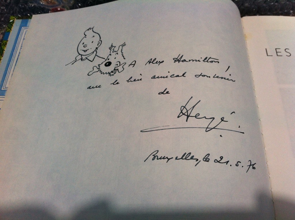 philography's tweet photo. HERGE SIGNED 'TINTIN ET LES PICAROS' - FIRST EDITION 1976 - WITH ORIGINAL HAND DRAWN TINTIN AND SNOWY ON THE INSCRIPTION
#tintin #snowy #herge #picaros #rare #comic #firstedition https://t.co/ufzJP5rt5l
