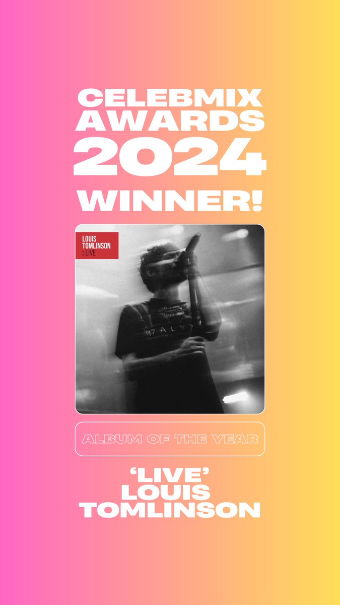 🏆| 'LIVE' by <a href="/Louis_Tomlinson/">Louis Tomlinson</a> won “Album Of The Year” at the #CelebMixAwards.